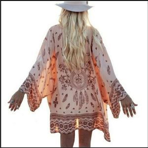 Summer Chiffon Boho Kimono Cardigan Large NWT